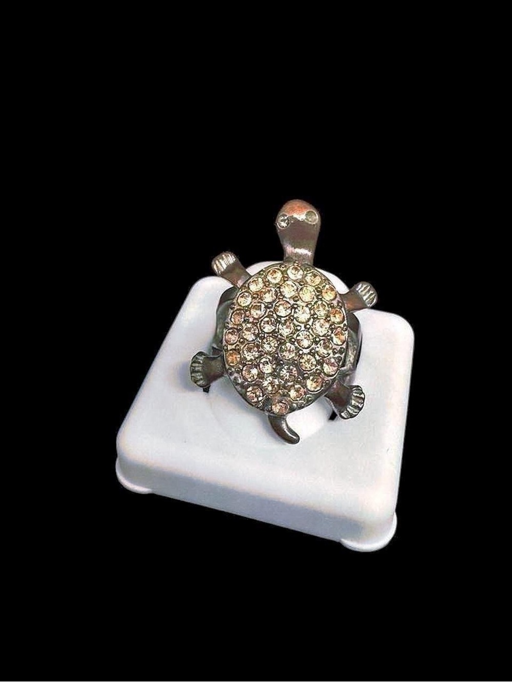 Bronze Rhinestone Turtle Ring - Size 7¼